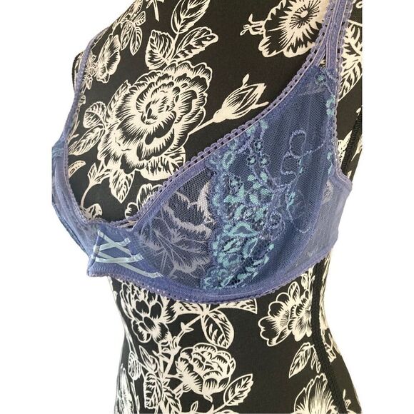 Rampage Lace Sheer Bra Sexy Floral Lace Up Feminine Intimates - Picture 3 of 6